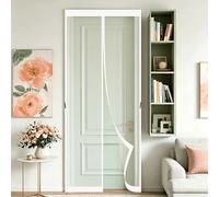 Fly Screens Doors 200 x 320 cm Self-Sealing Mesh Powerful Magnets and Adhesive Strips, Hands-Free Closing Magnetic Door Curtain for Home, Living Room, Bedroom, Workshop, White