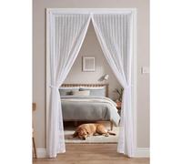 Fly Screens Doors 220 x 268 cm Full Frame Magic Tape Kid and Pet Friendly Fly Nets for Doors with Powerful Magnets Keeps Bugs Out Easy to Install Without Drilling, White