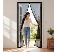Fly Screens Doors 222 x 210 cm Frame Hook & Loop Hundreds of Sizes Fly Nets for Doors Keep Bugs Out & Lets Fresh Air in Easy to Install Without Drilling, Black