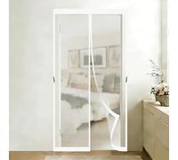 Fly Screens Doors 60 x 70 cm Self-Sealing Mesh Powerful Magnets and Adhesive Strips, Hands-Free Closing Magnet Fly Screen Door for Outdoor, Gym, Sun House Porch, White