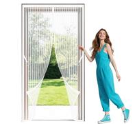 Fly Screens Doors 61 x 294 cm Full Frame Magic Tape Magnetic Fly Curtain Keep Fresh Air in Bugs Out for Living Room, Bedroom, Patio, White