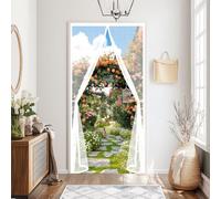 Fly Screens Doors 65 x 170 cm Powerful Magnets and Full Frame Magic Tape Nets Patio Curtain Insect Mesh Hands Free No Drill Installation for Patio Bedroom Sliding Kitchen, White