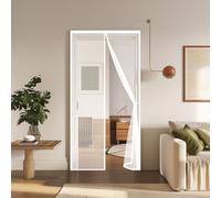 Fly Screens Doors 65 x 175 cm Powerful Magnets and Full Frame Magic Tape Anti Mosquito Mesh Fly Curtain Easy to Install Without Drilling for Patio Bedroom Sliding Kitchen, White