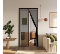 Fly Screens Doors 65 x 185 cm Powerful Magnets and Full Frame Magic Tape Anti Mosquito Mesh Fly Curtain Easy to Install Without Drilling for Patio Bedroom Sliding Kitchen, Black