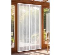 Fly Screens Doors 70 x 178 cm Full Frame Magic Tape Kid and Pet Friendly Fly Curtains Keep Bugs Out & Lets Fresh Air in Easy to Install Without Drilling, White