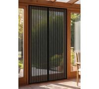 Fly Screens Doors 80 x 160 cm Full Frame Magic Tape Kid and Pet Friendly Fly Curtains Keep Bugs Out & Lets Fresh Air in Easy to Install Without Drilling, Black