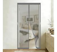 Fly Screens Doors 80 x 160 cm Self-Sealing Mesh Powerful Magnets and Adhesive Strips, Hands-Free Closing Magnet Fly Screen Door for Outdoor, Gym, Sun House Porch, Grey