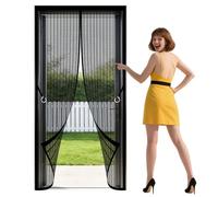 Fly Screens Doors 81 x 289 cm Powerful Magnets that Snap Shut Automatically Fly Screen Door Keeps Bugs Out Suitable for Patio Room Balcony Bedroom, Black