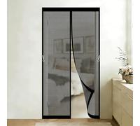 Fly Screens Doors 90 x 120 cm Self-Sealing Mesh Powerful Magnets and Adhesive Strips, Hands-Free Closing Magnet Fly Screen Door for Outdoor, Gym, Sun House Porch, Black
