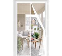 Fly Screens Doors 94 x 196 cm Self-Sealing Mesh, Powerful Magnets and Full Frame Magic Tape, No Drill Installation, Keeps Bugs Out, Patio Insect Door Screen for Patio Door, White