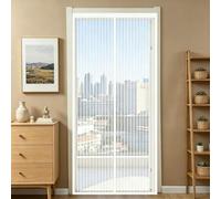 Fly Screens Doors Nets 1.1 x 2.25 m Keep Bugs Out Lets Fresh Air in Heavy Duty Self-Sealing Mesh No Drill Installation for Terrace, Cellar Sliding Doors, White
