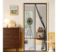 Fly Screens Doors Nets 1.9 x 1.6 m Keep Bugs Out Lets Fresh Air in Heavy Duty Self-Sealing Mesh No Drill Installation for Terrace, Cellar Sliding Doors, Black