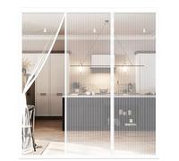 Fly Screens Doors Nets 150(50/50/50) x200cmPatio Curtain Insect Mesh for Keeping Out Flies & Bug, Flyscreen French Doors, Mosquito Double Door Magnetic ScreenFly Doors (White)