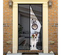 Fly Screens Doors Nets, 175 x 205 cm Anti-Tearing Mosquito Door Net, with Powerful Magnets Flyscreen French Doors for All Doors, Bug-Free Net Flies/Mosquito, Black