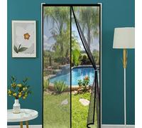 Fly Screens Doors Nets 50 x 176 cm Keep Bugs Out Lets Fresh Air in Patio Curtain Insect Mesh with Powerful Magnets for Patio French Door Bedroom, Balcony, Black