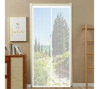 Fly Screens Doors Nets 50 x 212 cm Keep Bugs Out Lets Fresh Air in Patio Curtain Insect Mesh with Powerful Magnets for Patio French Door Bedroom, Balcony, White