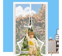 Fly Screens Doors Nets 92 x 205 cm Stay Open Option with Buckles, Heavy Duty Mesh Fly Screens for Doors for Living Room, Bedroom, White