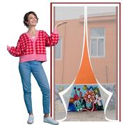 Fly Screens Doors Nets Curtain 172 x 196 cm Mesh Fly Curtain Easy to Install Without Drilling Snap Shut Automatically for Living Room, Bedroom, White