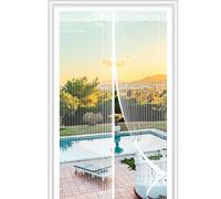 Fly Screens Doors Nets Patio Curtain Insect Mesh for Keeping Out Flies & Bug, Flyscreen French Doors, Screen Door Fly Screen, Magnetic Fly Curtain(95x210cm, White)