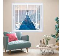 Fly Screens for Curtain 100 x 90 cm with Powerful Magnets & Full Frame Magic Tape, Keep Bugs Out & Lets Fresh Air in Mosquito Proof Curtains for All Types of Windows, White