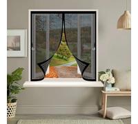Fly Screens for Curtain 130 x 149 cm with Powerful Magnets & Full Frame Magic Tape No Gap, Lets Fresh Air in, Keep Bugs Out Mesh Screen Curtain for All Types of Windows, Black