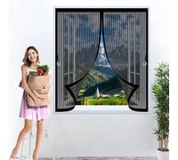 Fly Screens for Curtain 132 x 144 cm Powerful Magnets, No Drill Installation, Automatically Closes, for Keeping Out Flies & Bug Screen Mesh Curtain for All Types of Windows, Black