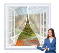 Fly Screens for Curtain 134 x 126 cm with Powerful Magnets & Full Frame Magic Tape, Keep Bugs Out & Lets Fresh Air in Magnetic Fly Screen Curtain for All Types of Windows, White