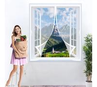 Fly Screens for Curtain 134 x 168 cm Powerful Magnets, No Drill Installation, Automatically Closes, for Keeping Out Flies & Bug Screen Mesh Curtain for All Types of Windows, White