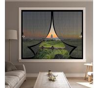 Fly Screens for Curtain 140 x 135 cm with Powerful Magnets & Full Frame Magic Tape, Keep Bugs Out & Lets Fresh Air in Screen Curtain with Magnets for All Types of Windows, Black