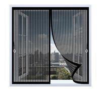 Fly Screens for Curtain 140 x 135 cm with Powerful Magnets & Full Frame Magic Tape, Keep Bugs Out & Lets Fresh Air in Magnetic Curtains Fly Screen for All Types of Windows, Black