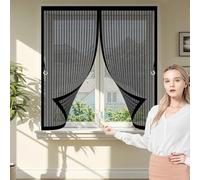 Fly Screens for Curtain 149 x 135 cm with Powerful Magnets & Full Frame Magic Tape, Keep Bugs Out & Lets Fresh Air in Screen Curtain with Magnets for All Types of Windows, Black