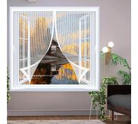 Fly Screens for Curtain 175 x 120 cm with Powerful Magnets & Full Frame Magic Tape, Keep Bugs Out & Lets Fresh Air in Curtains to Stop Flies for All Types of Windows, White