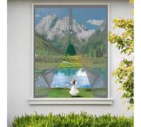 Fly Screens for Curtain 200 x 100 cm with Powerful Magnets & Full Frame Magic Tape, Keep Bugs Out & Lets Fresh Air in Mosquito Double Curtain for All Types of Windows, Grey