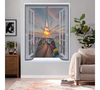 Fly Screens for Curtain 58 x 94 cm with Powerful Magnets & Full Frame Magic Tape, Keep Bugs Out & Lets Fresh Air in Mosquito Insects Screen Mesh for All Types of Windows, Grey