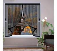 Fly Screens for Curtain 80 x 85 cm with Powerful Magnets & Full Frame Magic Tape, Keep Bugs Out & Lets Fresh Air in Curtains to Stop Flies for All Types of Windows, Black