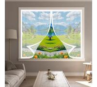 Fly Screens for Curtain 86 x 96 cm with Powerful Magnets & Full Frame Magic Tape, Keep Bugs Out & Lets Fresh Air in Screen Curtain with Magnets for All Types of Windows, White
