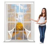 Fly Screens for Curtain 88 x 100 cm Powerful Magnets, No Drill Installation, Automatically Closes, for Keeping Out Flies & Bug Mesh Screen Curtain for All Types of Windows, White