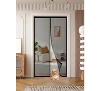 Fly Screens for Doors 100 x 201 cm Heavy Duty Fly Screen Door Mesh Screen Curtain - Self Sealing, Hands Free, Frame Hook & Loop Mesh Curtain for Patio Doors Balcony, Black