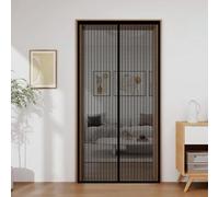 Fly Screens for Doors 105 x 206 cm Without Drilling, with Strong Magnets and All-Around Magic Band, Snap Shut Automatically, Screen Doors with Magnets for Balcony Sliding, Black