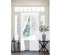 Fly Screens for Doors 105 x 212 cm Without Drilling, with Strong Magnets and All-Around Magic Band, Snap Shut Automatically, Patio Insect Door Screen for Balcony Sliding, White