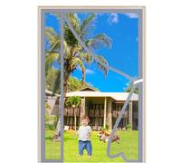 Fly Screens for Doors 110x240cm Grey Side Opening Mesh Fly Curtain Mosquito Net Windows Self-Adhesive Window Shuts Automatically Easy to Install Without Drilling