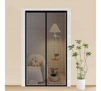 Fly Screens for Doors 111 x 204 cm Powerful Magnets and Magic Tape, No Drill Installation, Automatically Closes Keeps Bugs Out Anti Mosquito Mesh Curtain for Kitchen, Black