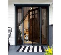 Fly Screens for Doors 111 x 208 cm Without Drilling, with Strong Magnets and All-Around Magic Band, Snap Shut Automatically, Patio Insect Door Screen for Balcony Sliding, Black