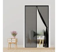 Fly Screens for Doors 111 x 254 cm Without Drilling, with Strong Magnets and Magic Band, Automatically Closes, Keep Insects Magnetic Screenfly Doors for Sliding Door, Black