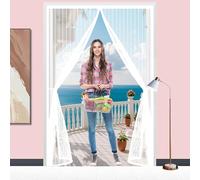 Fly Screens for Doors 114 x 225 cm No Gap, Keep Bugs Out & Lets Fresh Air in Bug Mesh Curtain Easy to Install Without Drilling for Balcony Patio Bedroom, White