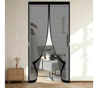 Fly Screens for Doors 114 x 232 cm with Stay Open Buckles Magnetic Top-to-Bottom Seal Snaps Shuts Magnetic Fly Screen for Doors for Home, Living Room, Bedroom, Workshop, Black
