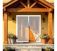 Fly Screens for Doors 115 x 125 cm Full Frame Magic Tape, Magnet Silent Closure, No Punching Door Fly Screen Mesh Insect Door Screen for Bedroom, Sliding, White
