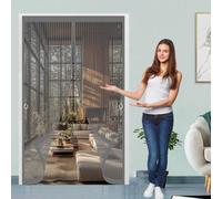 Fly Screens for Doors 115 x 210 cm with Powerful Magnets & Full Frame Magic Tape, Keep Bugs Out & Lets Fresh Air in Mosquito Proof Door Curtains for Patio Doors Balcony, Grey