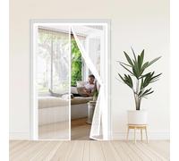 Fly Screens for Doors 116 x 211 cm with Reinforced Magnetic Strips Auto-Close, No Tools Installation, Keep Insects, Resistente Magnetic Door Screen Fly Bug for Kitchen, White