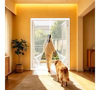 Fly Screens for Doors 119 x 285 cm with Powerful Magnets, Lets Fresh Air in, with Stay Open Buckles Magnetic Insect Door Screen Fly Door Net Curtains for Patio Balcony, White